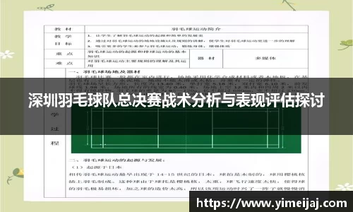 深圳羽毛球队总决赛战术分析与表现评估探讨